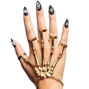 Tipsy Elves Gold Skeleton Finger Bracelet Size One Size- New (unworn)